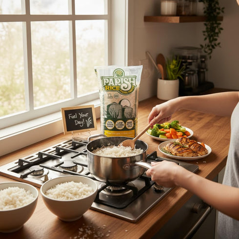 2lb Parish White Rice High-Protein Rice with Low Glycemic Index Locally Grown Long-Grain White Rice Made in the USA