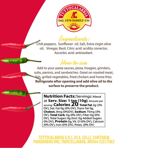 10oz (285 TUTTOCALABRIA Chili Pepper Paste Pate, g), Seedless, No Seeds, Fine and creamy processing, Spicy and rich