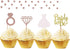 JeVenis 36 PCS Bride to Be Cupcake Toppers, Diamond Ring Wedding Dress Cupcake Toppers