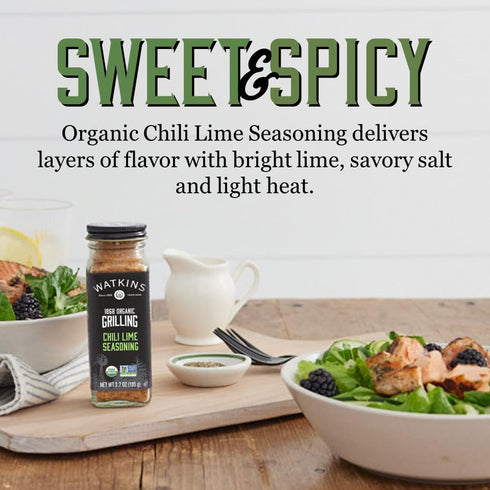 Watkins 1868 Organic Grilling Chili Lime Seasoning, 3.7 oz, Pack of 1