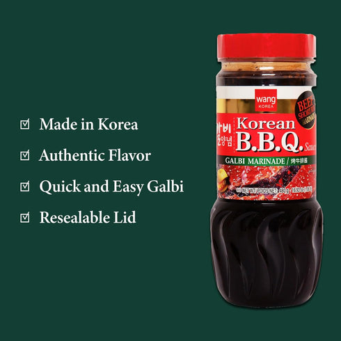 Galbi Kalbi 16.93 oz Wang Marinade - Korean BBQ Sauce for Beef Short Ribs, Sweet & Smoky Marinade, Authentic Korean Rib