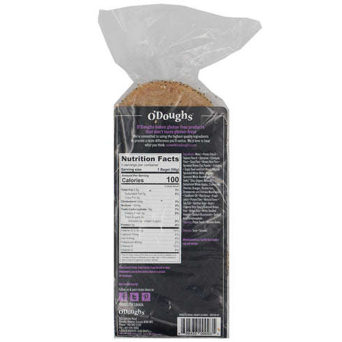 10.6oz Pack 6 O'Doughs Thins - Sprouted Whole Grain Flax Bagels | Presliced | Good Source of Fibre, Cholesterol Free