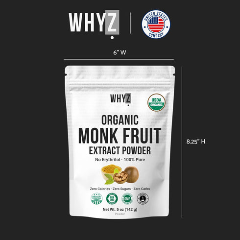 5 oz, 458 Organic Monk Fruit Extract, Pure Monk Fruit Sweetener Organic No Erythritol and Zero Calorie, Sugar