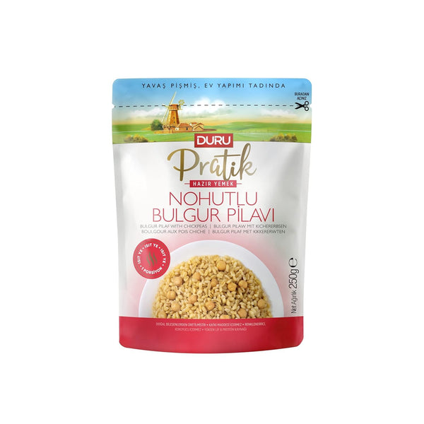 Duru Bulgur Pilaf with Chickpeas, 8.8 Ounce, Heat & Eat, 100% Natural,
