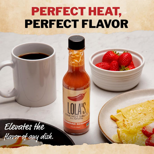5 Oz (Pack 6) Lola's Fine Hot Sauce Trinidad Scorpion | All-Natural, Low Sodium, Gluten-Free, Keto | Made with Red