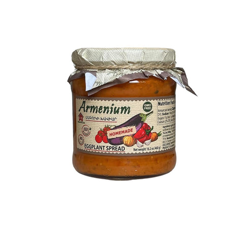 100% 16.2 oz, (460 Armenian Homemade Eggplant Spread Natural, No Preservatives from Armenia Glass Jar g)
