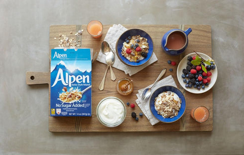 Alpen 14 OZ (Pack 1) Muesli No Sugar Added Cereal, Heart Healthy Cereal with Wheat Flakes, Rolled Oats, Nuts