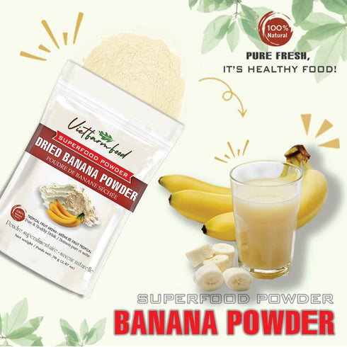 2.47 oz (70g) BANANA POWDER VIETFARMFOOD: Pure freeze-dried fruit powder, made from real fruit with no added sugar