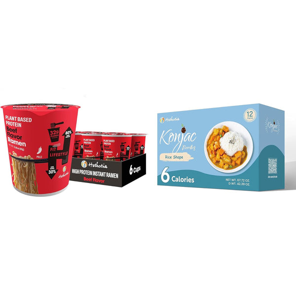 Hethstia High Protein Ramen Cup & Konjac Rice Bundle Spicy Beef Protein