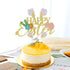 Kaoenla Gold Glitter Happy Easter Cake Topper - Bunny Easter Egg Decor, Spring Floral Easter Party Decorations Supplies