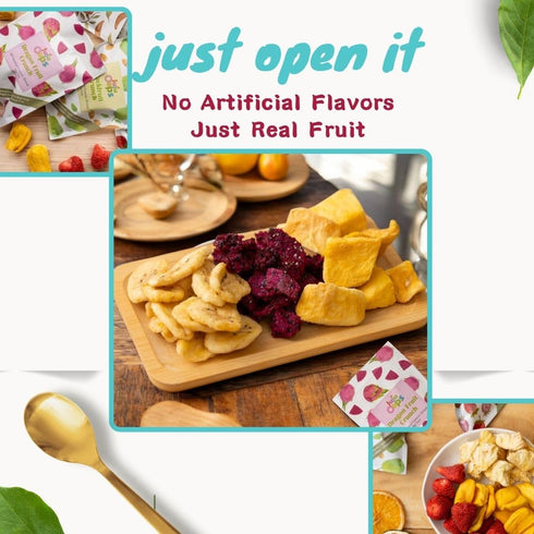 12 Packs 1 Oz, 100% Juju-Oops Freeze-Dried Mixed Fruit Bulk | Crunchy Healthy Snacks for Family, Holiday Gifts Box