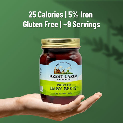 (15 OZ, 2.0, Count) Great Lakes Preserves Pickled Baby Beets, Whole Beets in Tangy Vinegar Brine, Gluten Free Pickled