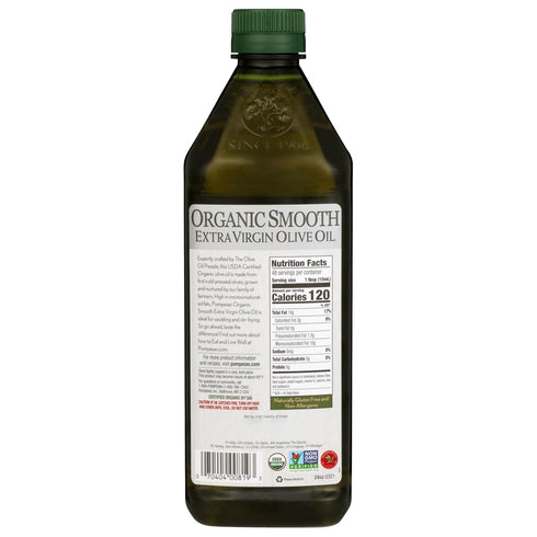 24 oz 710 mL Pompeian Smooth Organic Extra Virgin Olive Oil - fl - - First Cold Pressed Olive Oil for Cooking - Smooth