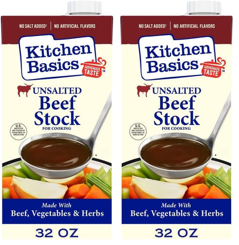 Kitchen Basics Unsalted Beef Stock, 32 fl oz (Pack of 2)