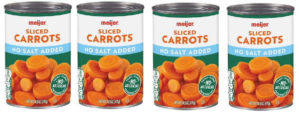 Generic Sliced No Salt Added Canned Carrots (Pack Of 4 Cans) 15 oz.