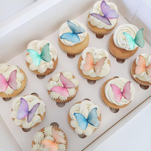 Edible Butterflies for Cake Decorating, Set of 24-2" Big Size Cake and Cupcake Toppers