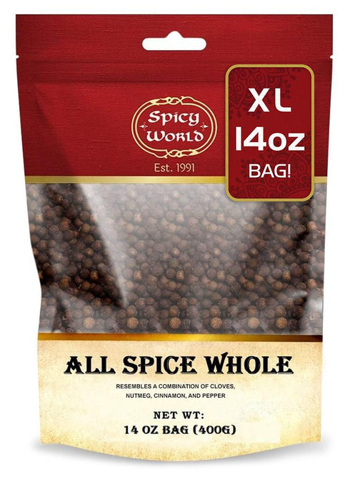Spicy World Whole Allspice Berries 14 Oz Resealable Bag, Versatile Berry for Cooking & Seasoning