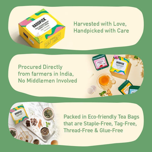 pack 8 40 pack, HANDPICK, Tea Bags Sampler Assortment Variety Gift Box Flavors, Tea Bags - Perfect Variety | English