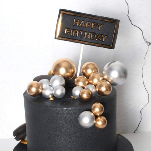16pcs Ball Shaped Cake Topper Set, Pearl Ball DIY Cake Insert Topper for Party Birthday Baby Shower