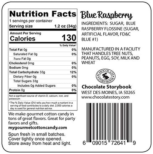 Blue Raspberry Gourmet Flavored Cotton Candy – Unique Holiday, Birthday, Gag Gifts, Party Favors