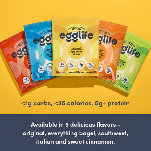egglife 12 (2-6 Packs) Packed egg white wraps, original, Egg White Wraps, Total Wraps - Gluten Free, Dairy Free, No