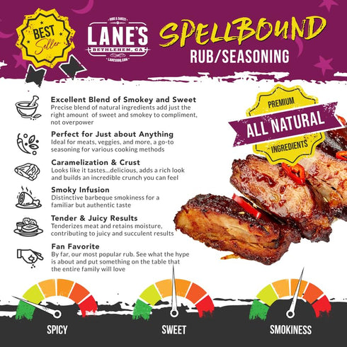 Spellbound 2 Lbs Lane's Pork Rub Seasoning, All-Natural BBQ Seasoning Rib Rub, Premium Butt Rub Seasoning & Sweet BBQ
