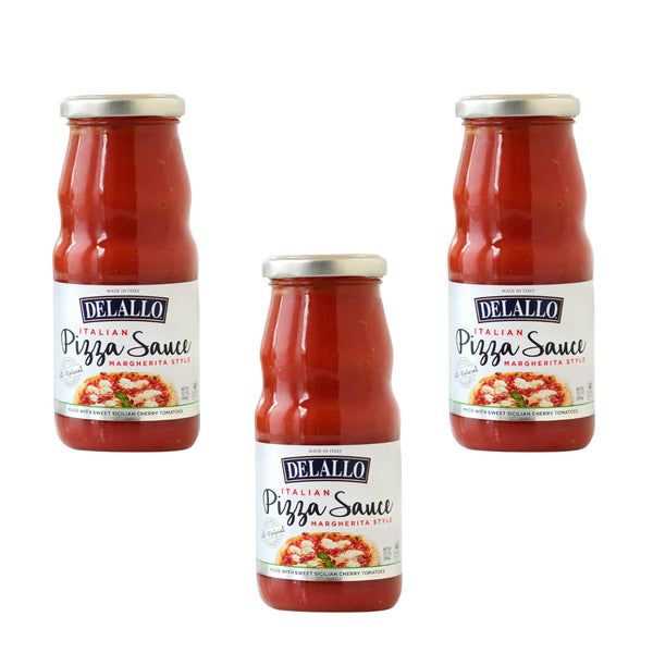 DeLallo Italian Cherry Tomato Pizza Sauce, Margherita Style, 12.7oz Jar, 3-Pack