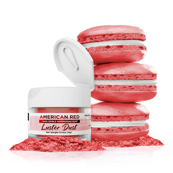 Luster Dust - American Red (4g Jar) | Edible Vegan Dust & Paint for Cake Decorating, Desserts