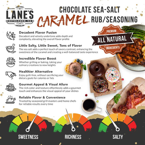 16.4 Oz Lane's Chocolate Sea-Salt Caramel Seasoning, All-Natural Sea Salt Caramel Chocolate Seasoning for Cake, Hot
