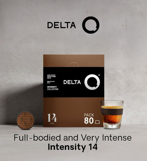 14 Pack, 80 Delta Q EpiQ Espresso Capsules for Delta Q Machines, Intensity Coffee Pods with Roasted Nut Notes, XXL Pods