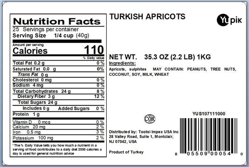 2.2 lb (35.2 oz), Yupik Dried Turkish Apricots, Dried Fruits, Pitted Apricots, No Added Sugar, Naturally Sweet