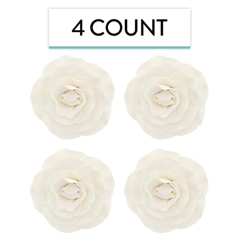 4 Count Global Sugar Art Peony Rose Sugar Cake Flowers, White, by Chef Alan Tetreault