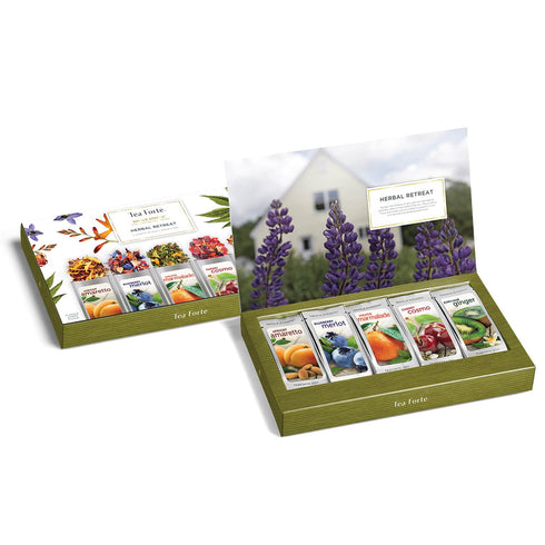 Tea Forte Single Steeps Loose Leaf Herbal Retreat Premium Tea Sampler - 15 Count, Assorted Blends