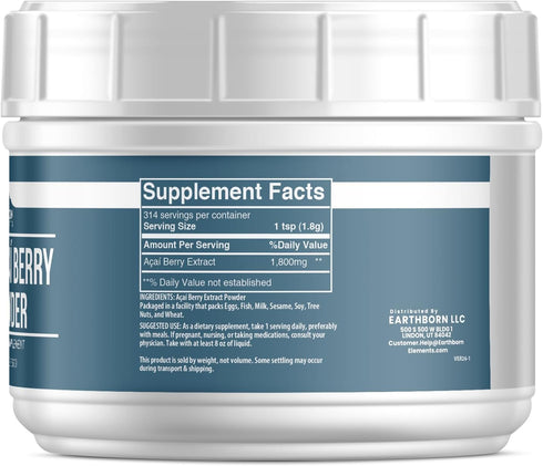1.25 lb, Earthborn Elements Acai Berry Powder, Superfood, Smoothies & Shakes