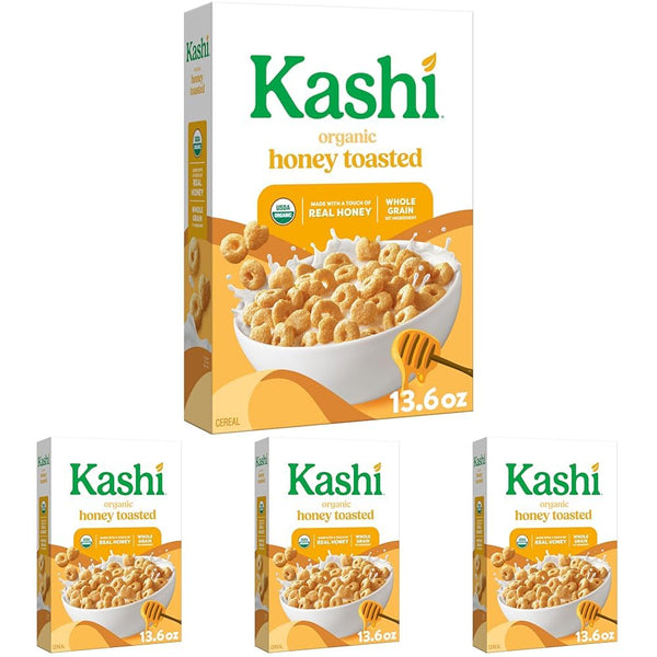 Kashi Breakfast Cereal, Organic, Whole Grain, Honey Toasted, 13.6oz Box (1 Box)