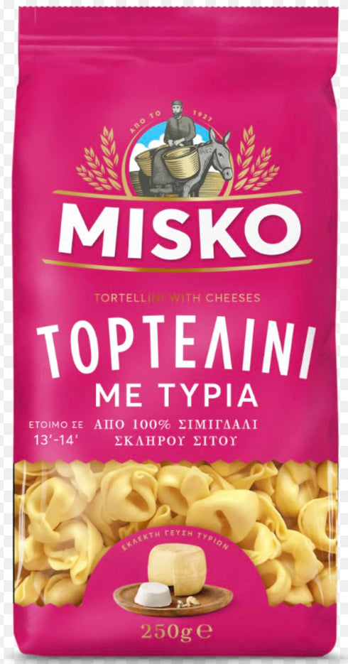 Generic MISKO Cheese-Filled Tortellini Pasta, 250g, Traditional Greek Durum Wheat