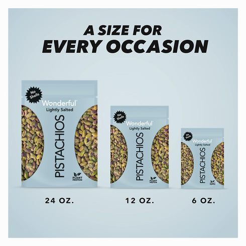 Wonderful Pistachios No Shells, Lightly Salted Nuts, 6 Ounce Resealable Bag, Gluten Free Protein Snack