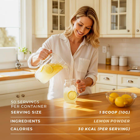 1.1 Lb 100% Organic Lemon Juice Powder, Bulk Size - Freeze Dried, Fresh Zesty Flavor Great for Drinks & Baking - Rich