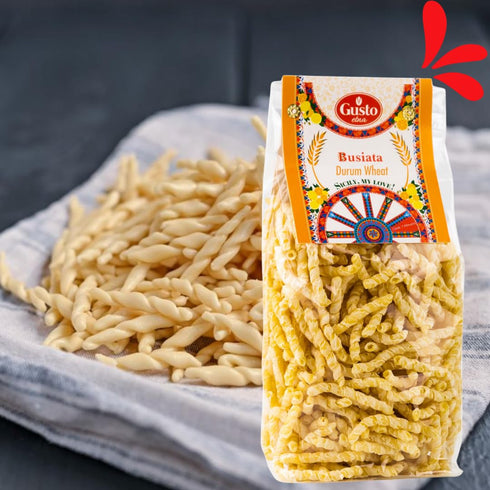 (500 Busiata Pasta, Spiral Pasta gr), Artisan Italian Pasta, Busiate Pasta, Product of Italy, Non GMO, by Gusto ETNA
