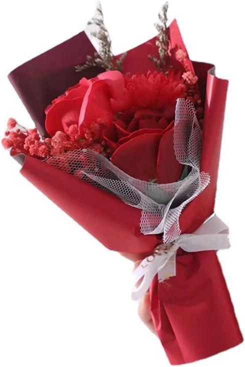 CLOZAM Immortal Mini Rose Dried Flowers Small Bouquet Valentine's Day Hand Bouquet Gift Flowers Three red Flowers