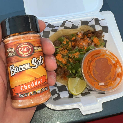2.75 J&D's Bacon Salt, Cheddar, Ounce, Bacon Flavored Seasoning Salt, Kosher, Vegetarian