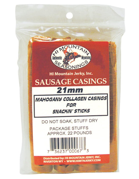 Hi Mountain Seasonings | 21 mm SNACK STICK CASINGS | Mahogany, Edible,