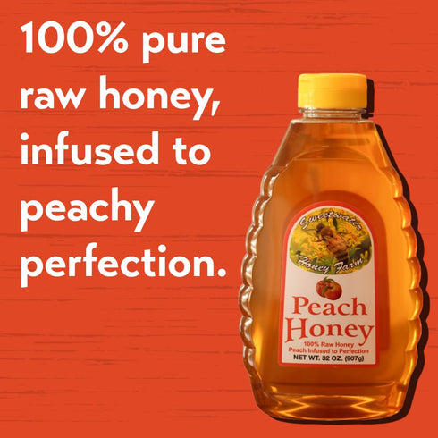 Sweetwater Creek Honey Farm 100% 32 oz 100% Peach Honey - Made from Pure, Raw, & Unfiltered Honey, Peach-Infused
