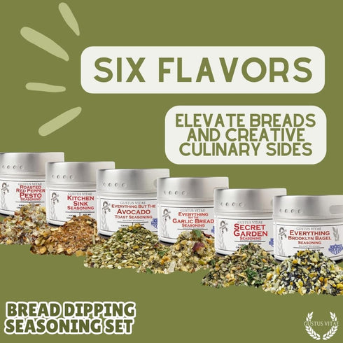 Pack GLP-1 Bread Dipping Seasonings Collection | Artisanal Spice Blends Six | Non GMO, All Natural | No MSG, Gluten