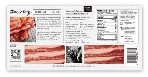 True Story Foods 12 OZ Applewood Smoked Kurobuta Pork Bacon
