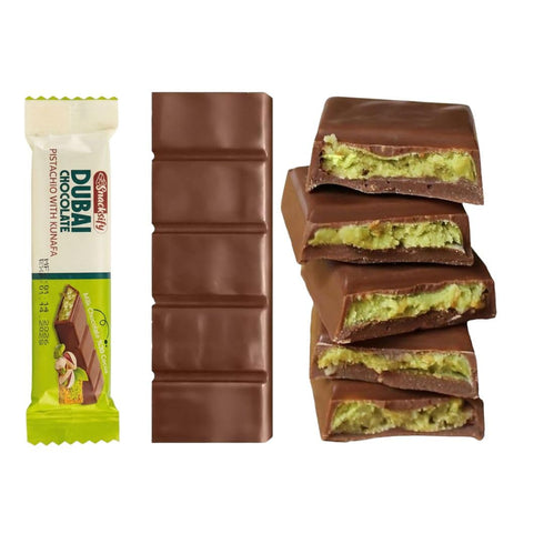 Generic (Pack 6) 27g 0.35 lbs 24 Mini Dubai Chocolate of - Kunafa Pistachio Bars, Each, Total Perfect for Gifting