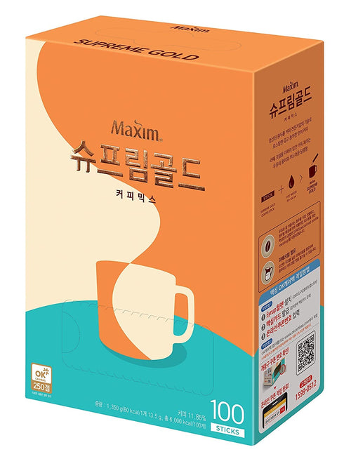 Maxim Supreme Gold Coffee Mix Korean Instant Coffee Packets with Latte Creamer