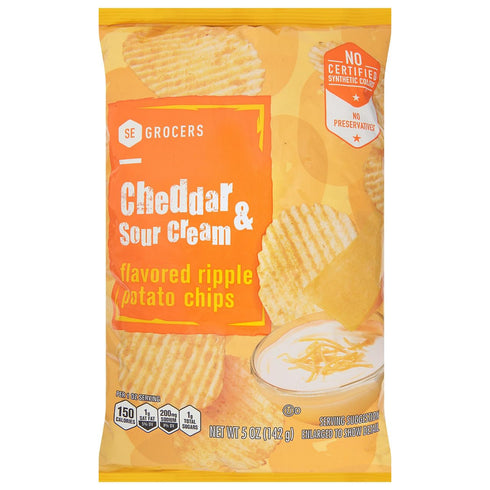 SE Grocers , Ripple Cheddar & Sour Cream Potato Chips, 5 Ounce