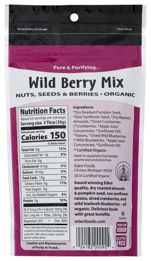 4 oz (pack 2) Eden Foods - Organic Wild Berry Mix Nuts, Seeds & Berries