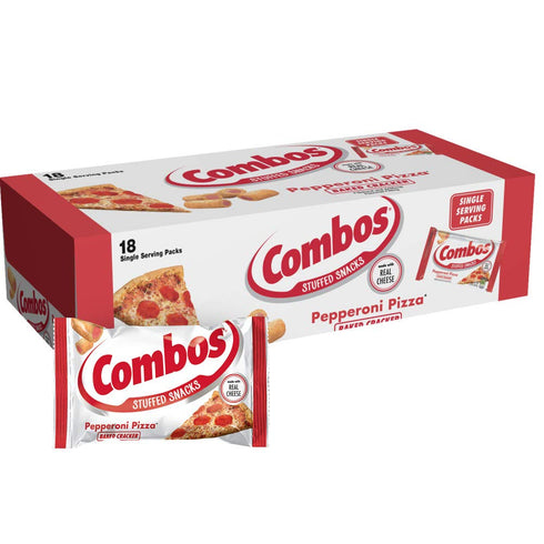 Combos Pepperoni Pizza Cracker Baked Snacks Bag 1.7 Ounce, 18 Count (Pack of